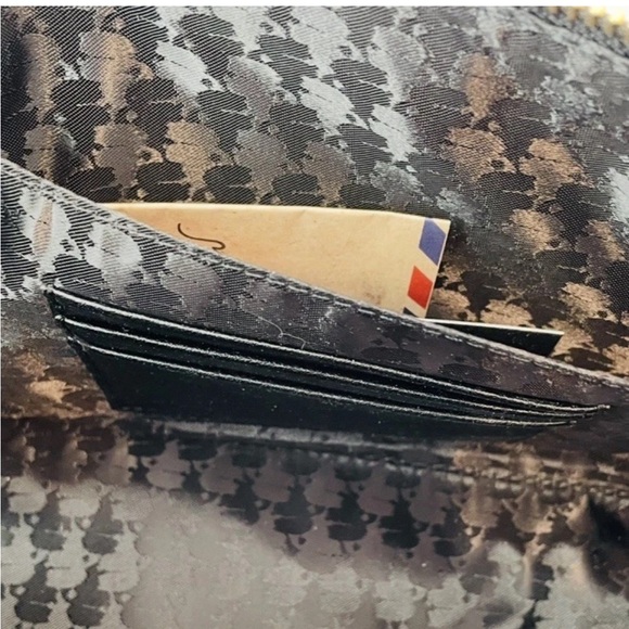 NWT Women KARL LAGERFELD Long Black Genuine Leather Satchel East West Bag Charms - Picture 9 of 15